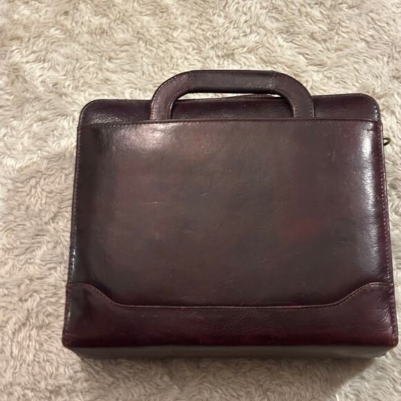 Franklin Covey Vintage Burgundy Full Grain Leather Zip Planner Binder Handle - Picture 4 of 11
